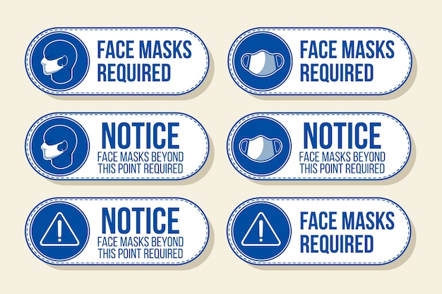 Бесплатное векторное изображение Требуется маска для лица - коллекция знаков