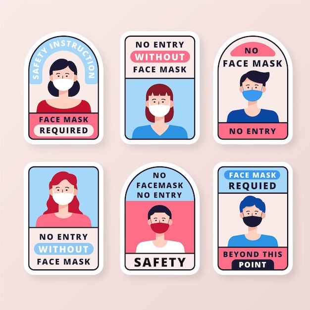 Free vector face mask required - sign collection