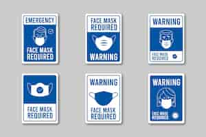 Free vector face mask required sign collection