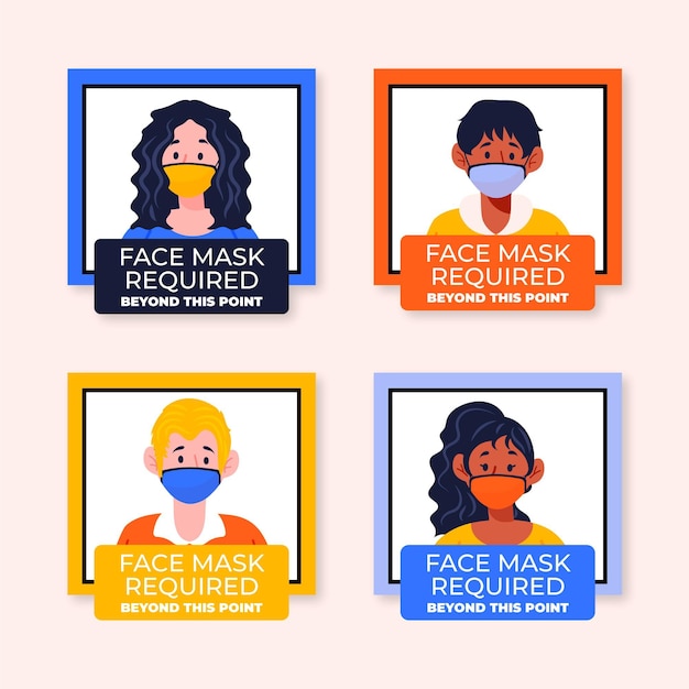 Free vector face mask required sign pack
