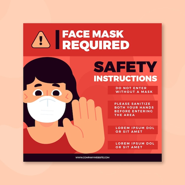 Face mask required square flyer template