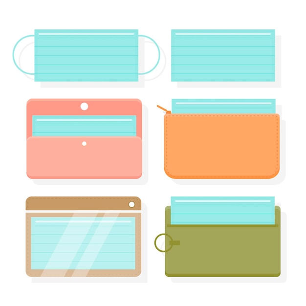 Free vector face mask storage case collection