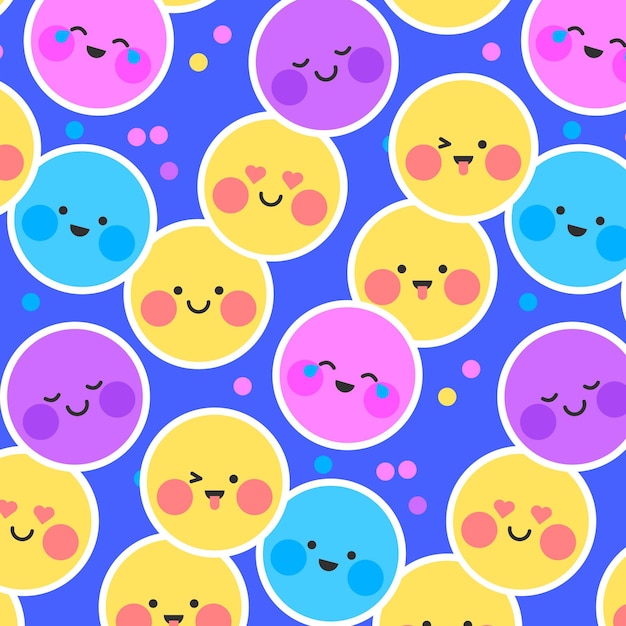 Free vector face smile emoji and dots pattern