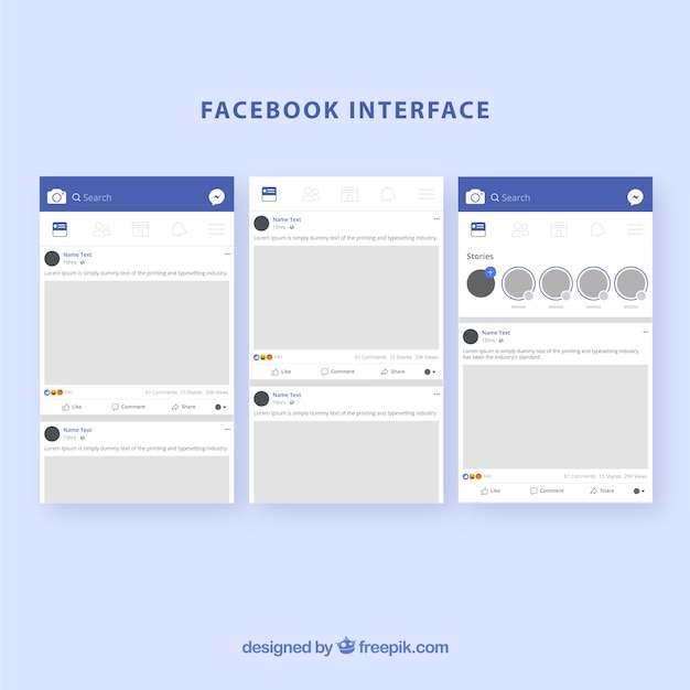 Facebook App Interface With Minimalist Design