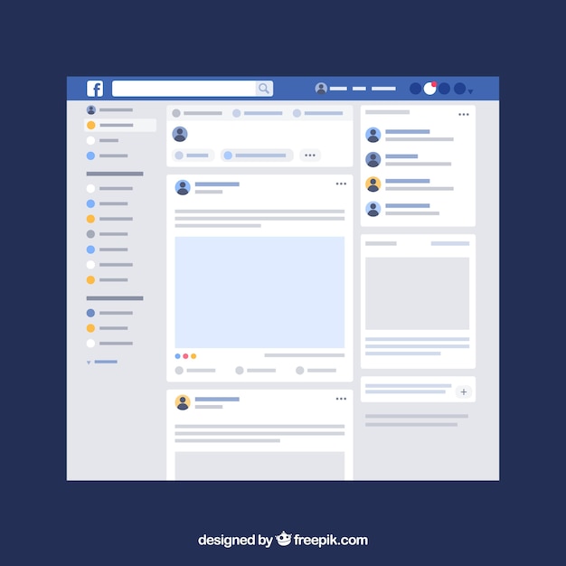 Vettore gratuito interfaccia per app facebook dal design minimalista