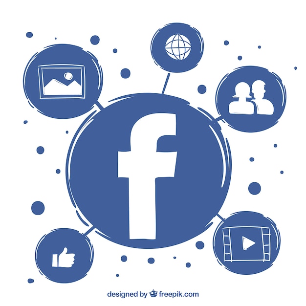 Free vector facebook background and hand drawn icons