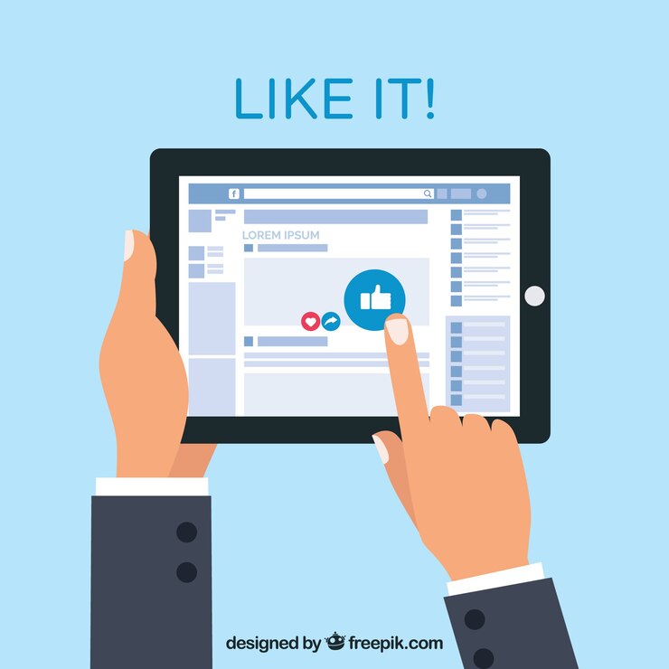 Free Vector facebook background of hands with tablet