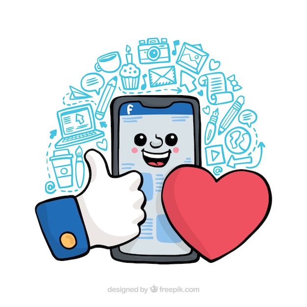 Free vector facebook background with heart and like icon