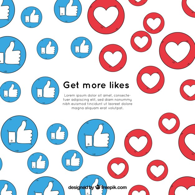 Facebook background with heart and like icons