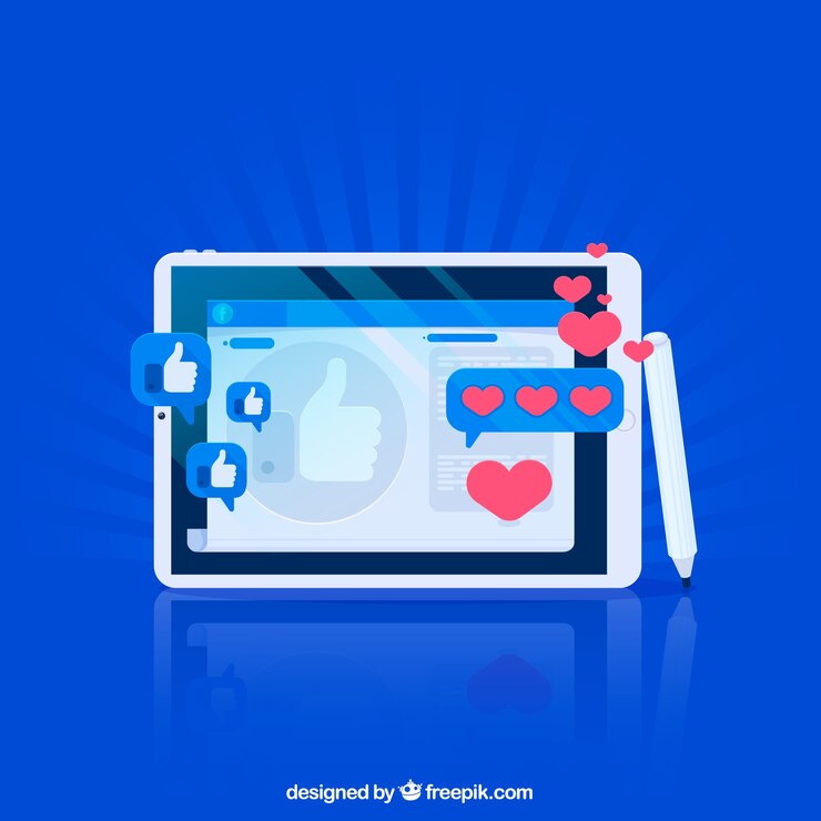 Free Vector facebook background with heart and like icons