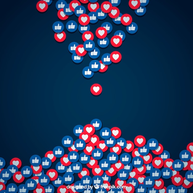 Facebook background with hearts and likes