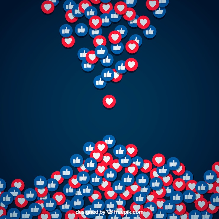Free Vector facebook background with hearts and likes