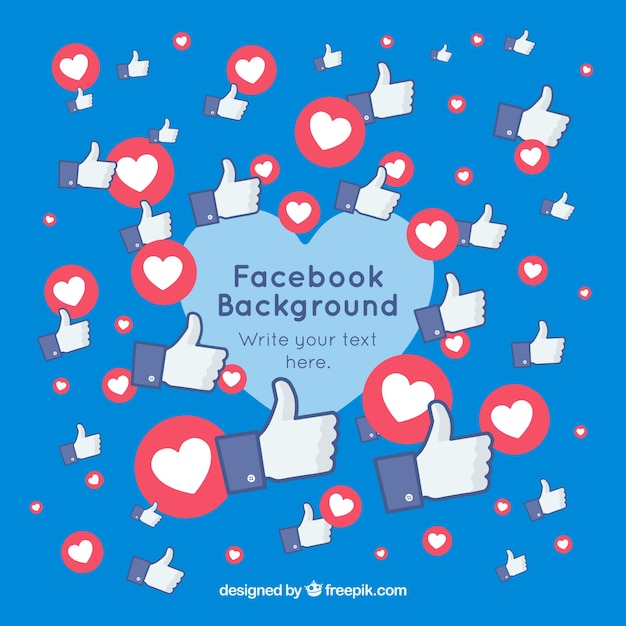 Facebook background with hearts and likes