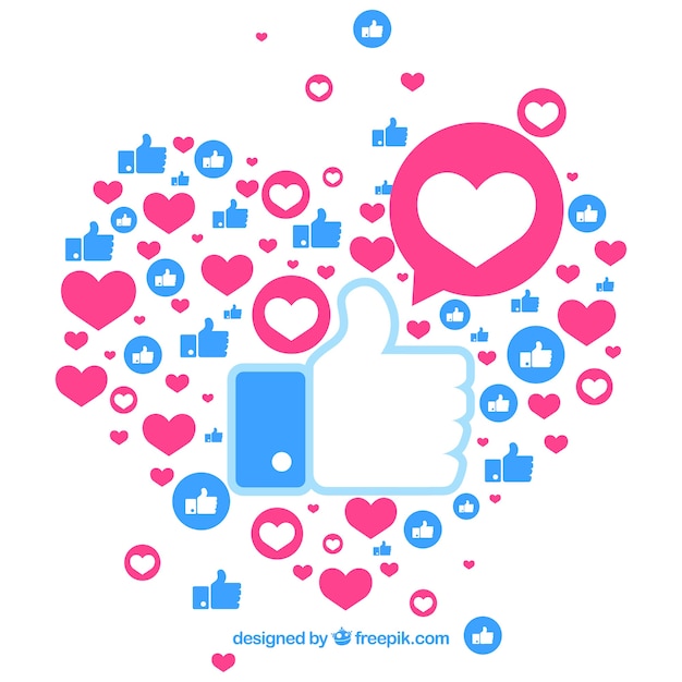 Free vector facebook background with hearts and likes