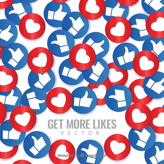 Free vector facebook background with hearts and likes