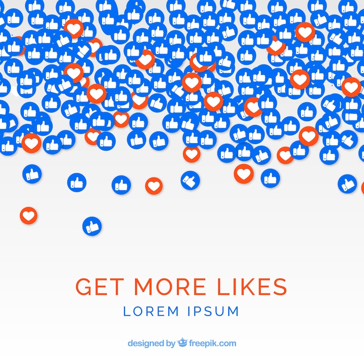 Free Vector facebook background with hearts and likes