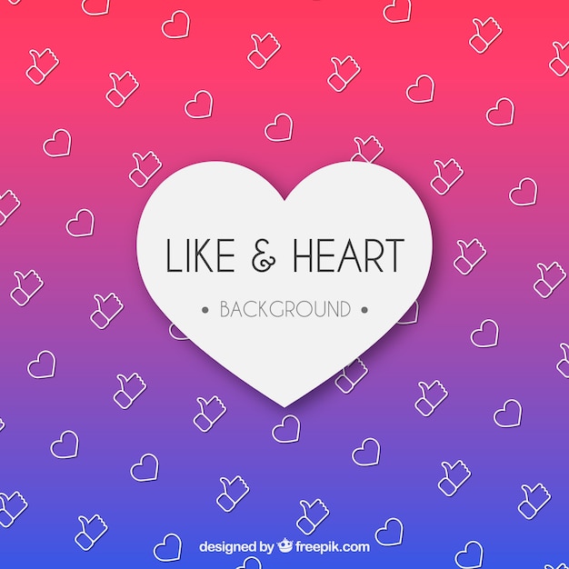 Facebook background with like and heart icons