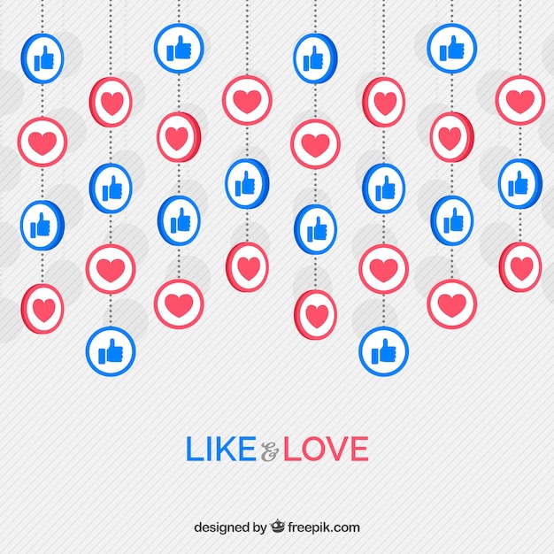 Free vector facebook background with likes and hearts