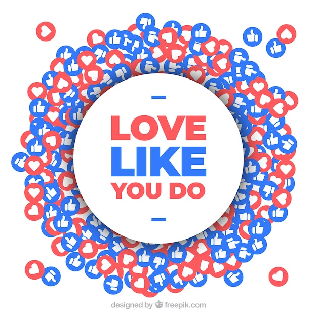 Facebook background with likes and hearts