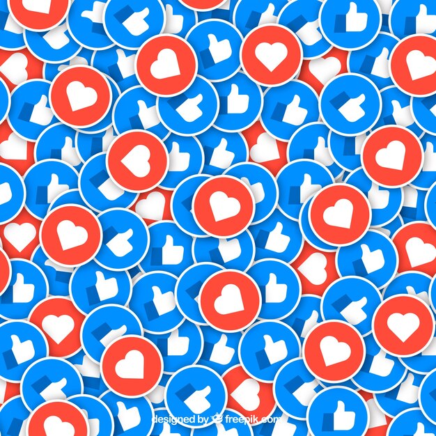 Facebook background with likes and hearts