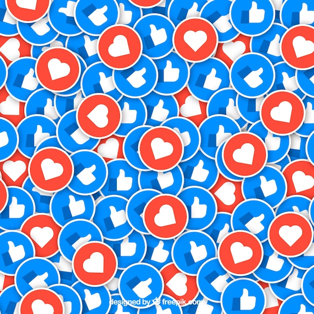 Facebook background with likes and hearts