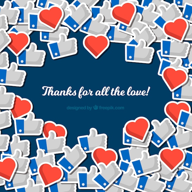 Facebook background with likes and hearts