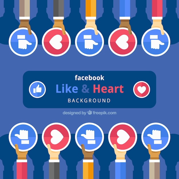 Facebook background with likes and hearts