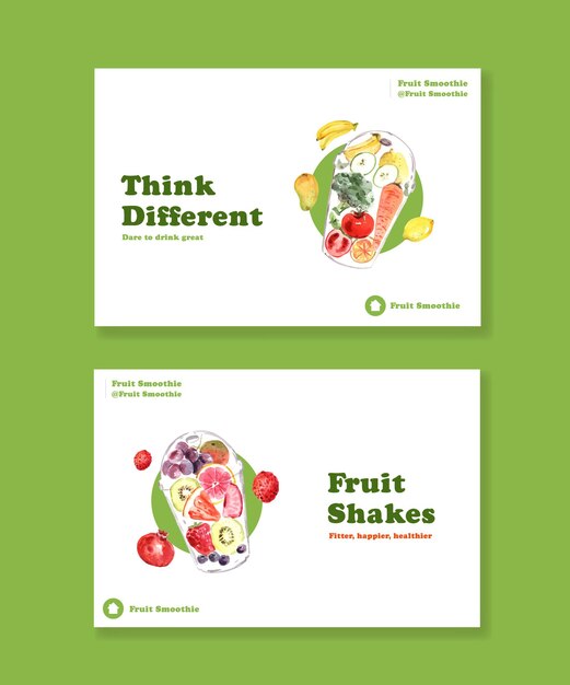 Facebook banner template with fruits smoothies concept