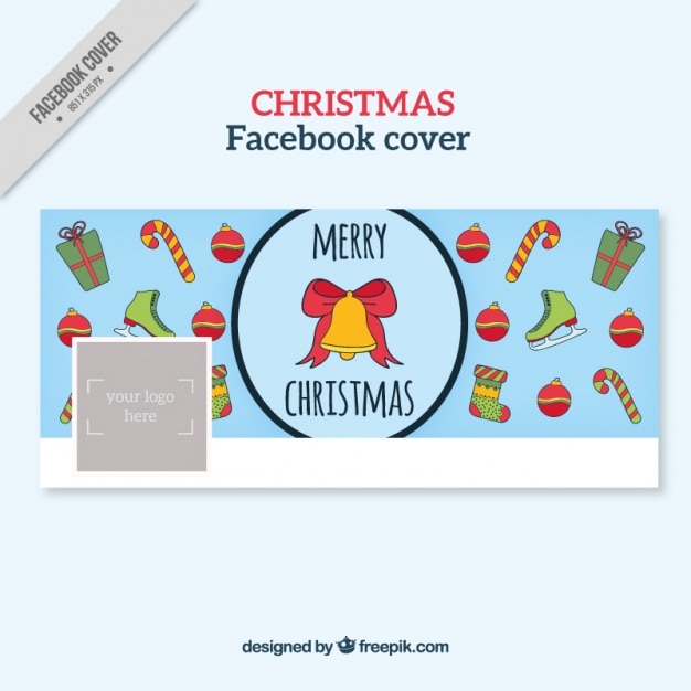 クリスマス手描き要素のFacebookのカバー