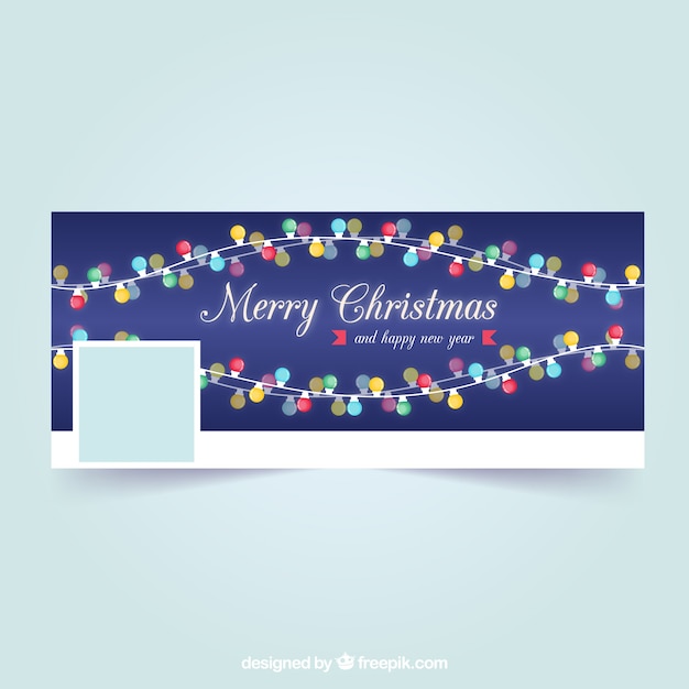 Free vector facebook cover with christmas lights