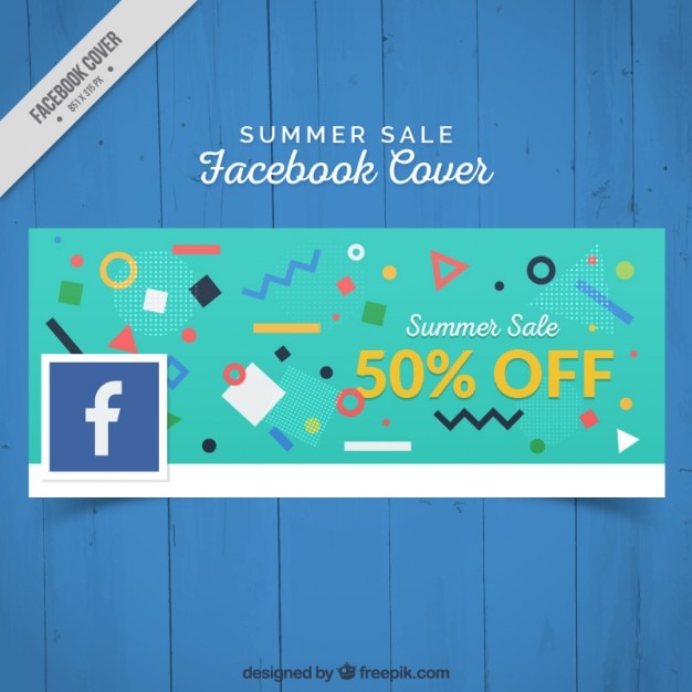 Free vector facebook cover with geometric shapes