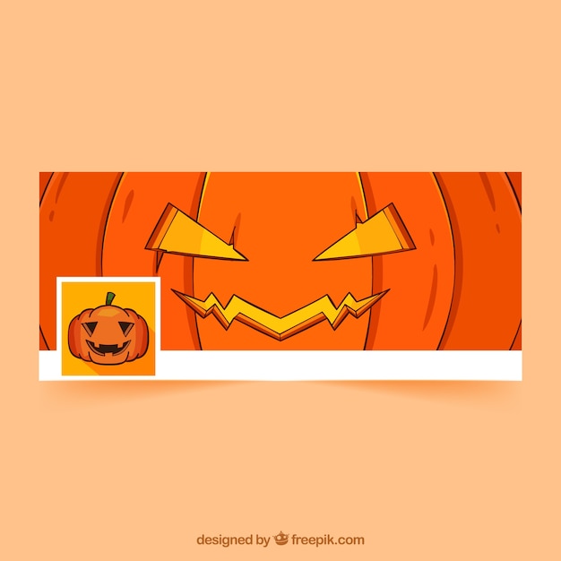 Facebook cover with hand drawn pumpkin