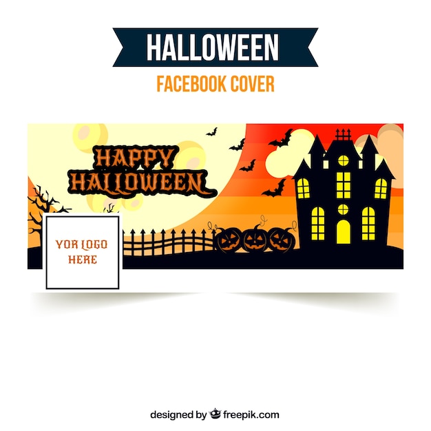 Free vector facebook cover with scary castle