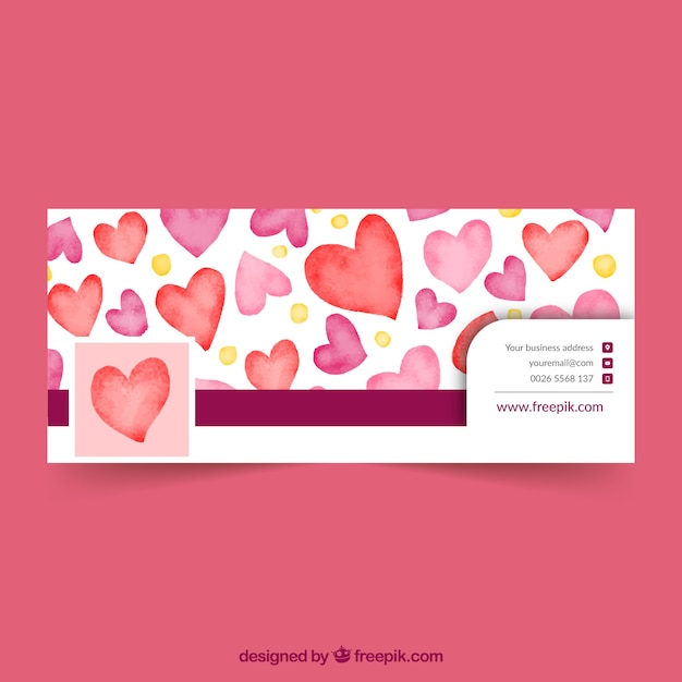 Facebook cover with watercolor hearts