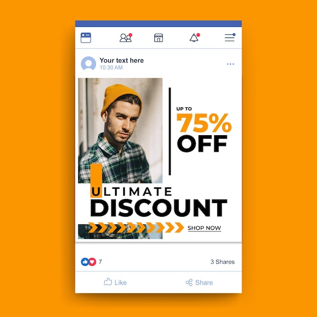 Facebook fashion sale template with photo