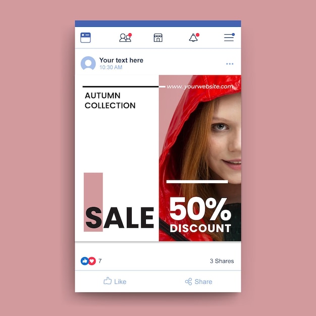 無料ベクター facebookのファッション販売テンプレート