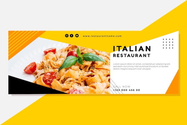 Бесплатное векторное изображение Шаблон обложки для ресторана еды facebook