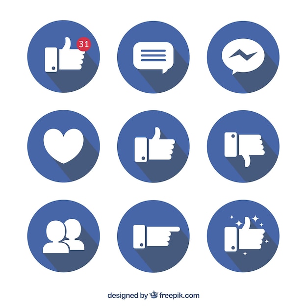 Free vector facebook icon collection in flat design