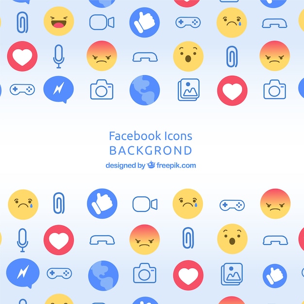 Sfondo icone di facebook con design piatto