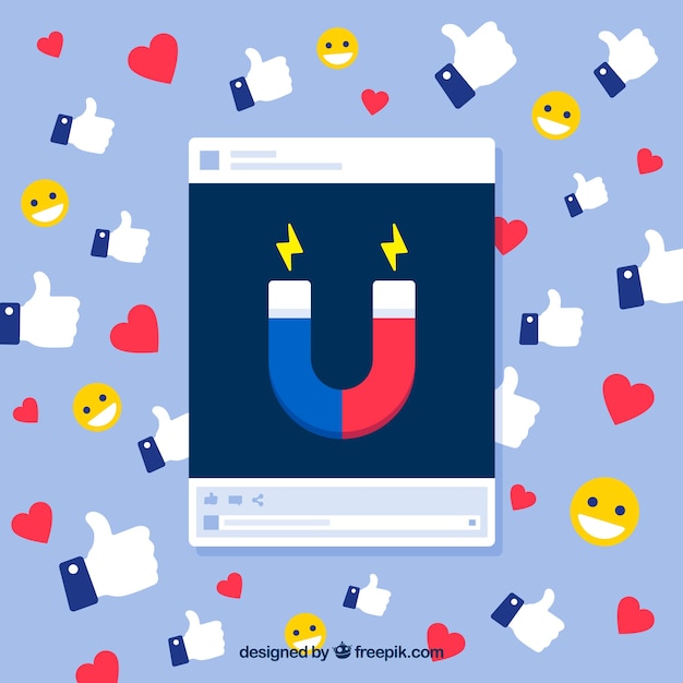 Vettore gratuito sfondo di influencer di facebook con emoticon