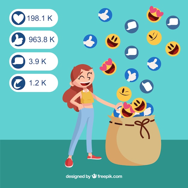 Facebook influencer background with emoticons