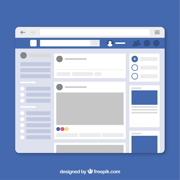 Facebook interface in minimalist style