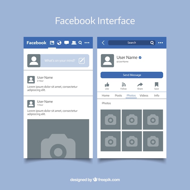 Vettore gratuito interfaccia di facebook