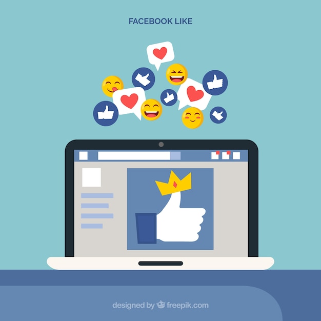 Free vector facebook like with electronic device