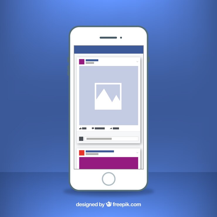 Free Vector facebook mobile post with flat design