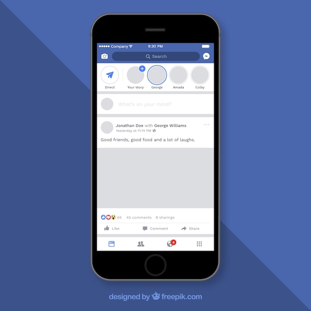Facebook Mobile Post With Flat Design