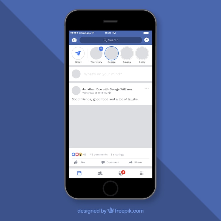 Free Vector facebook mobile post with flat design