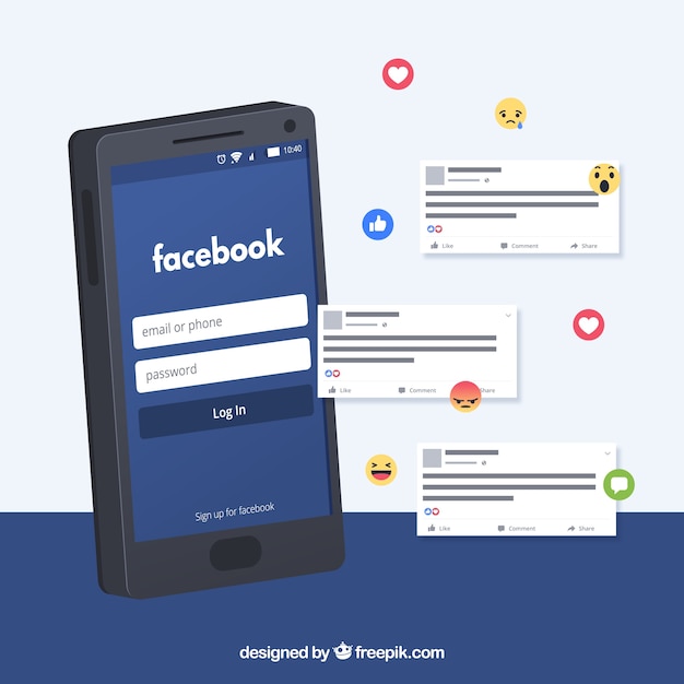 Vettore gratuito post cellulare facebook con design piatto