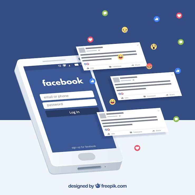Free Vector facebook mobile post with flat design