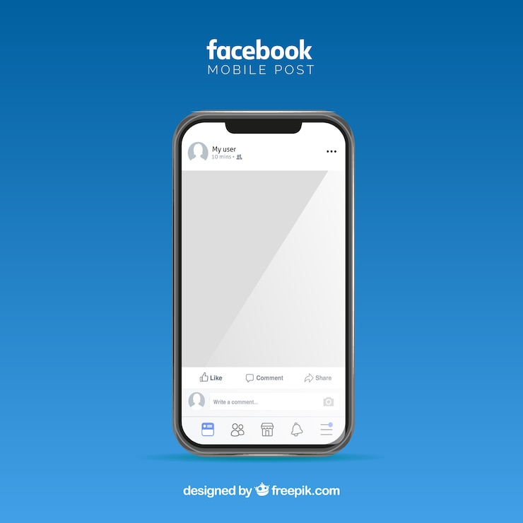 Бесплатный Вектор мобильный пост facebook с плоским дизайном